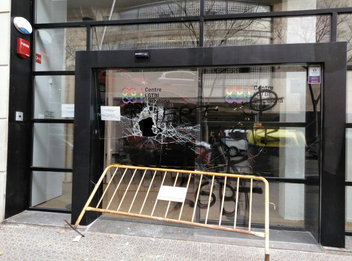 Barcelona's LGBT centre is vandalised one week after opening