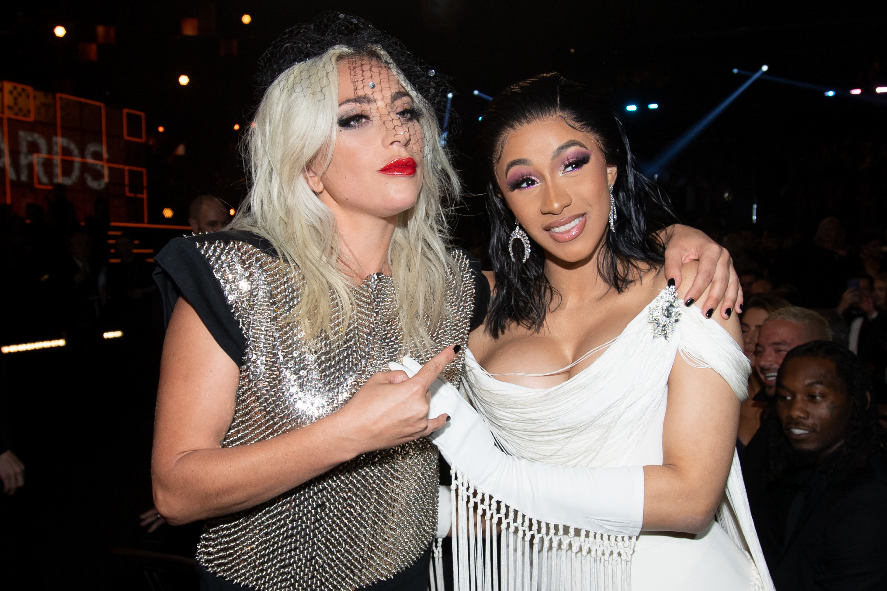 Lady Gaga and Cardi B share a moment at the Grammys