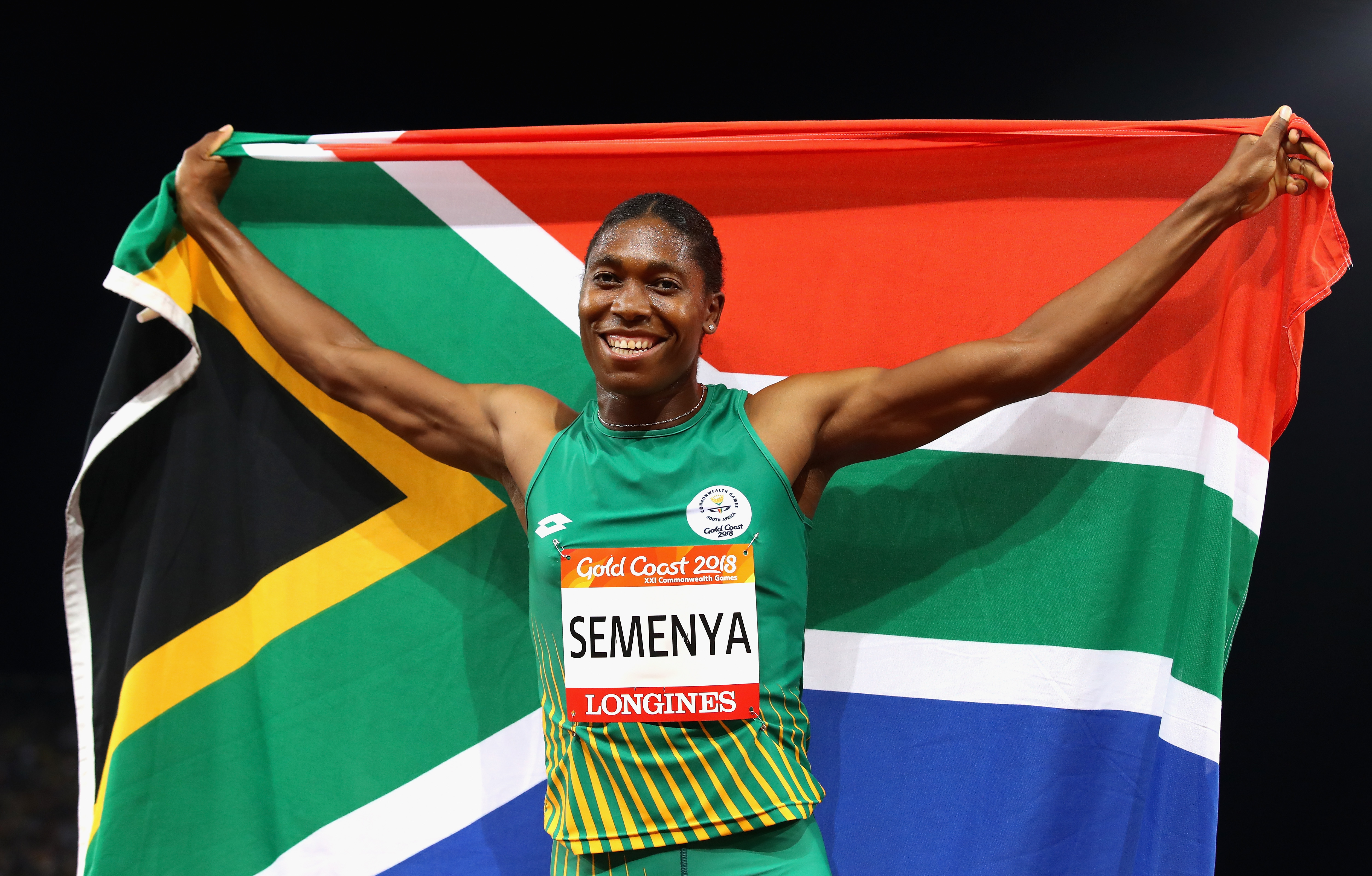 Caster Semenya of South Africa races to the line to win the Women