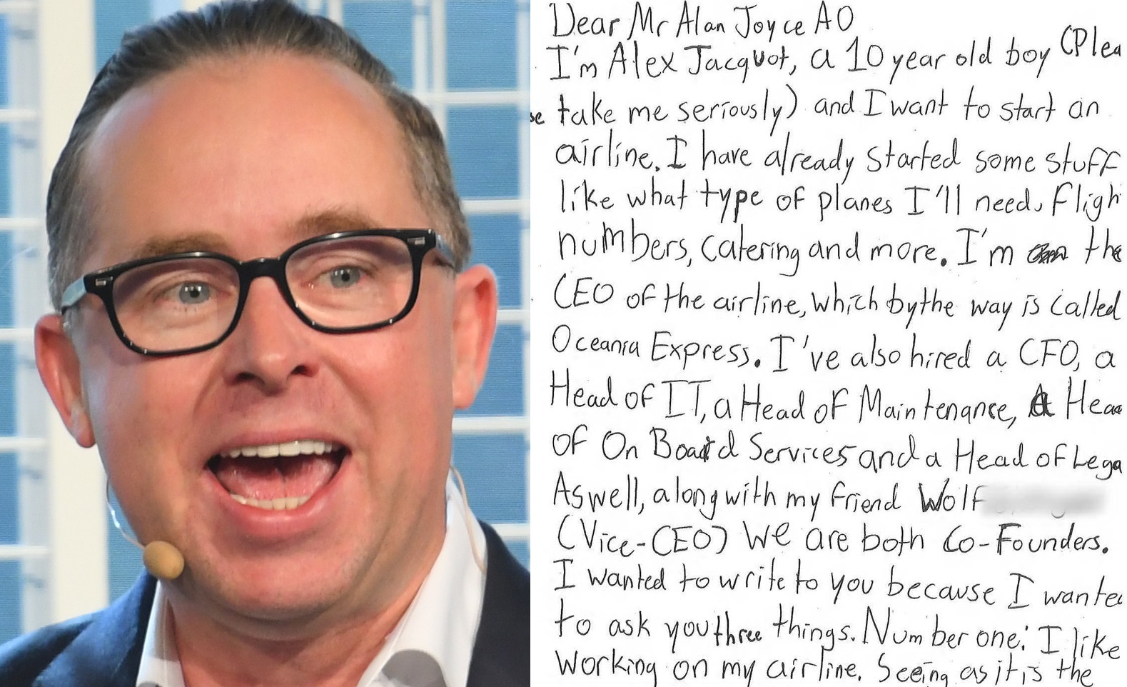 Gay Qantas CEO responds in cutest way to 10 year old's letter