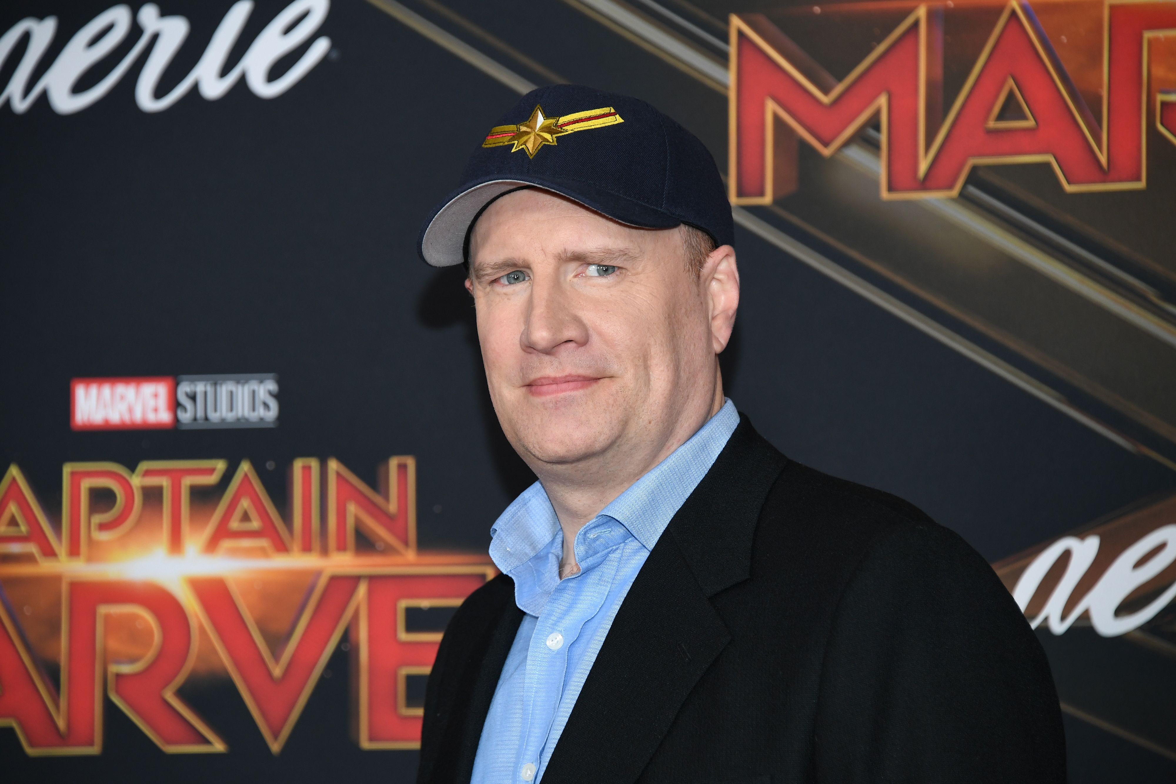 US producer Kevin Feige attends the world premiere of &quot;Captain Marvel&quot; in Hollywood, California, on March 4, 2019.
