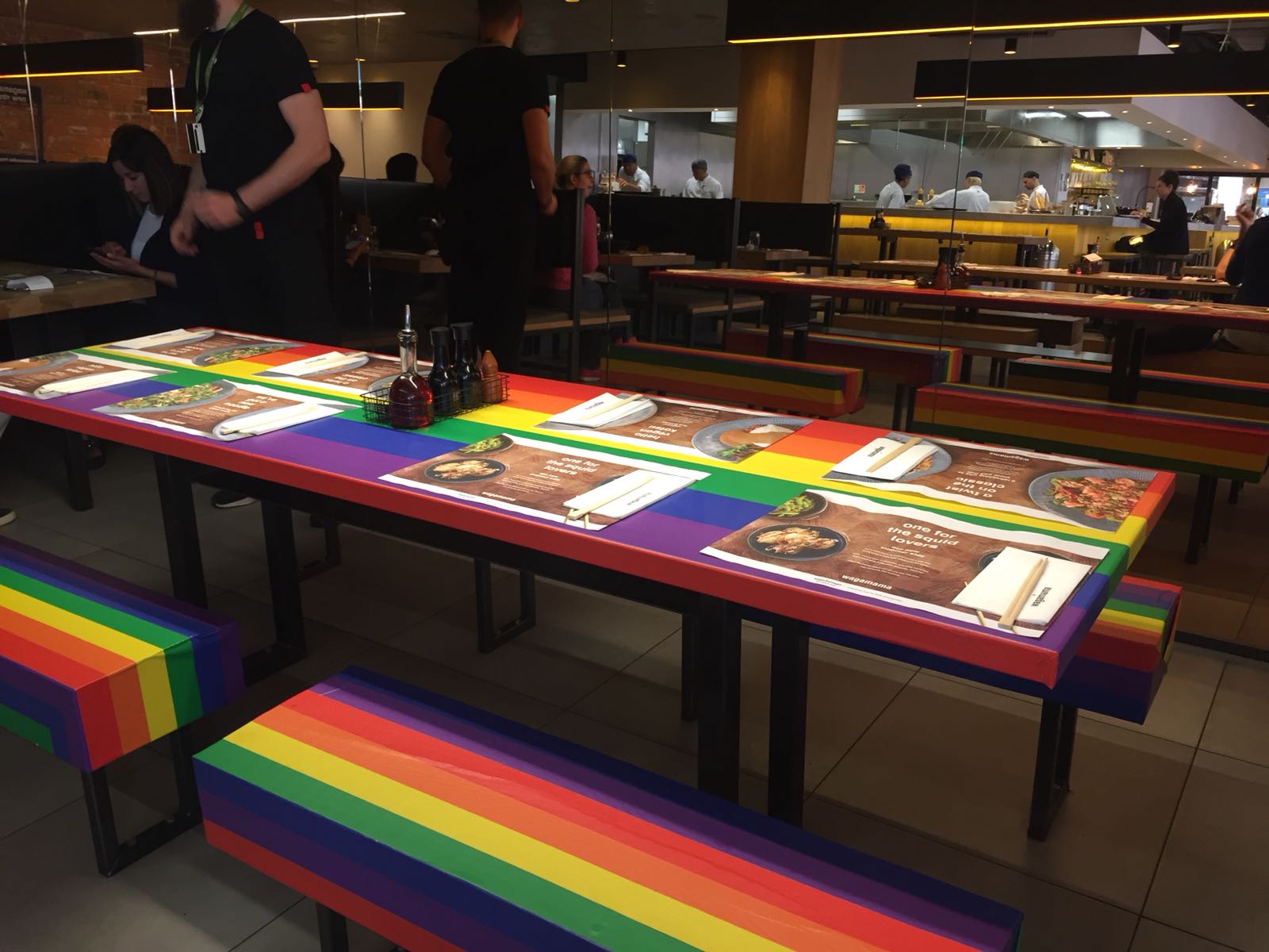 Wagamama celebrates Pride with rainbow benches to raise money for LGBT charities