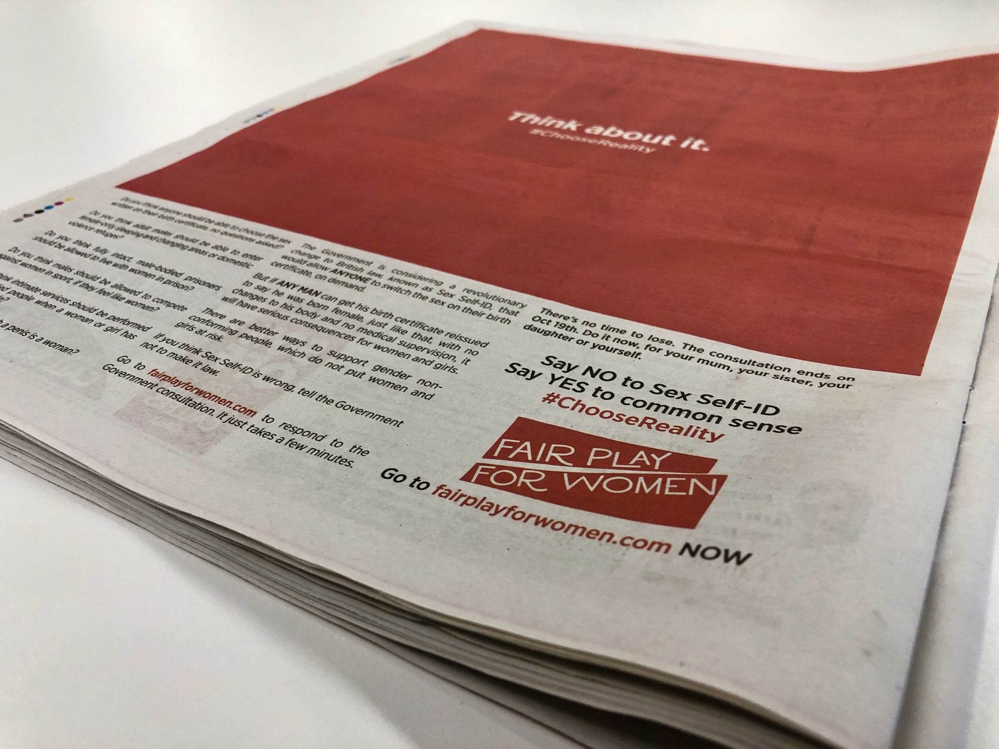 Metro newspaper runs full-page ad attacking transgender rights reforms