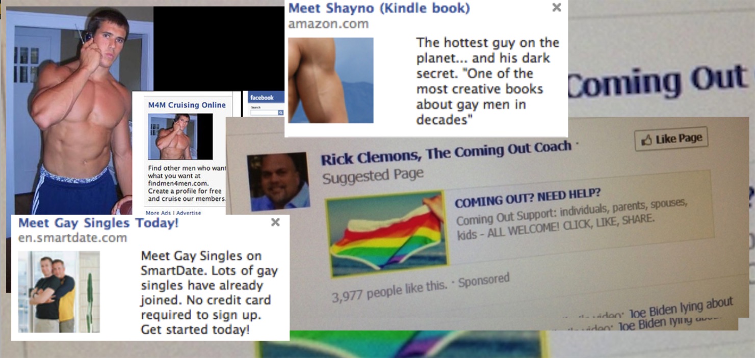Closeted gay guy can't understand why he sees really gay targeted ads on Facebook