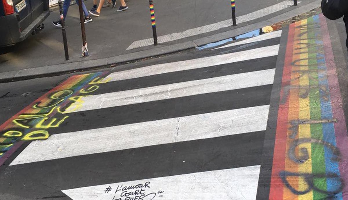 Paris rainbow crossing vandalised for the second time in three days