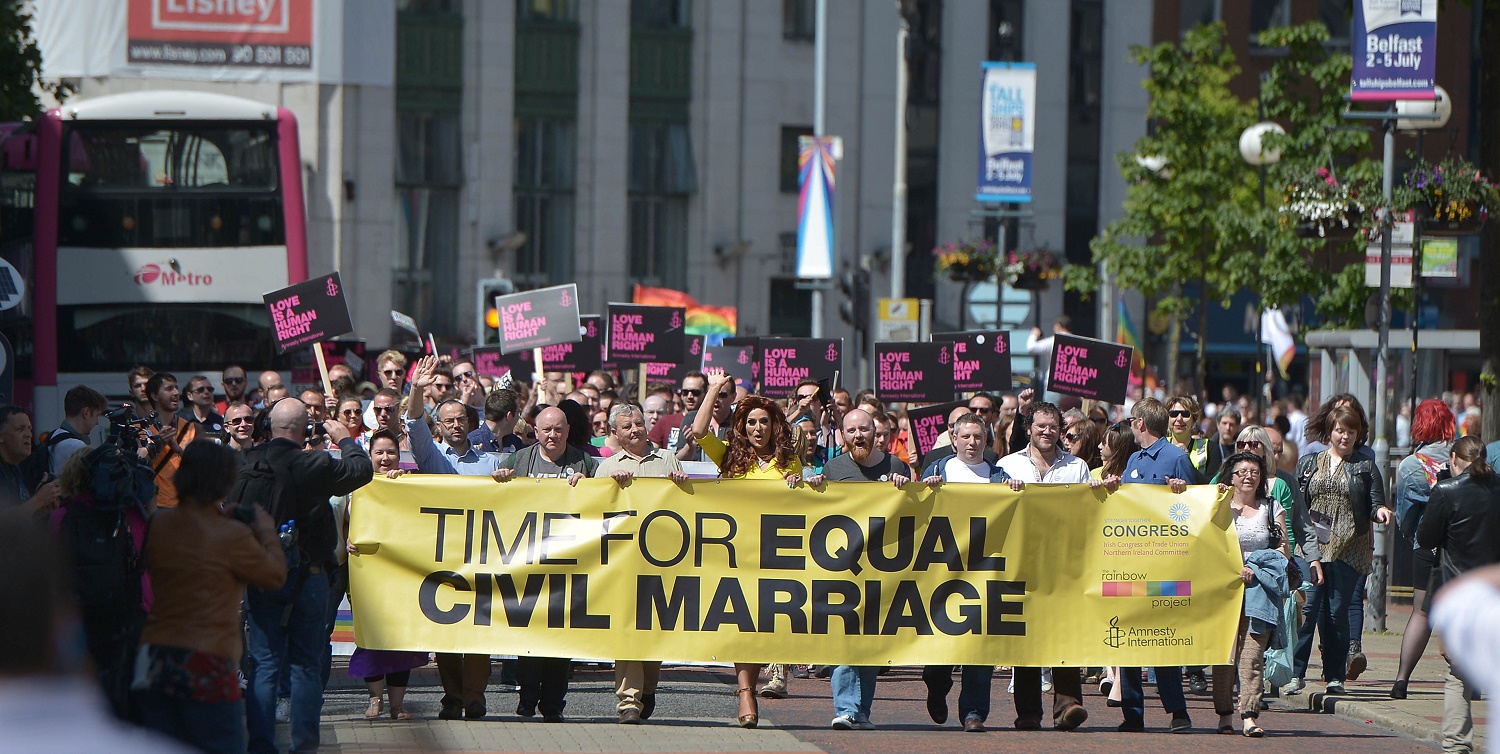 UK government claims Northern Ireland can 'make a decision themselves' on equal marriage