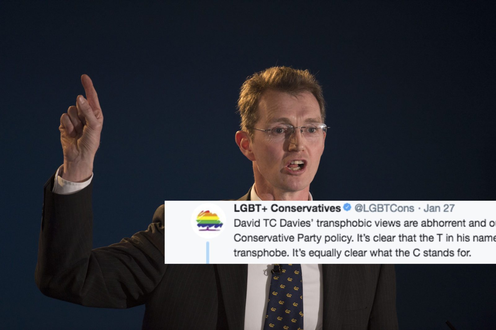LGBT+ Conservatives hit out at 'transphobic' MP David Davies, suggests he is a 'c**t'