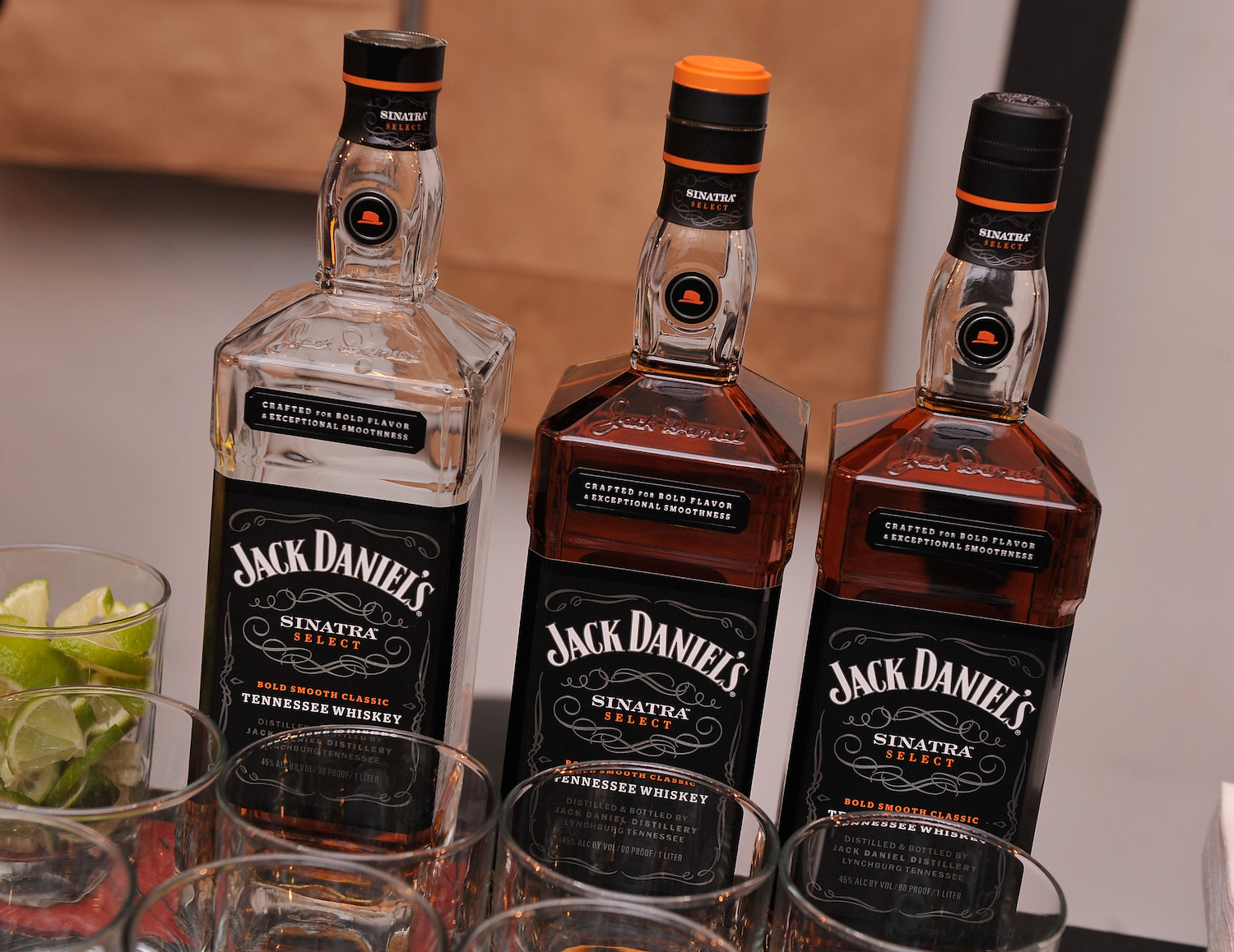 This is an image of three bottles of Jack Daniels Whiskey