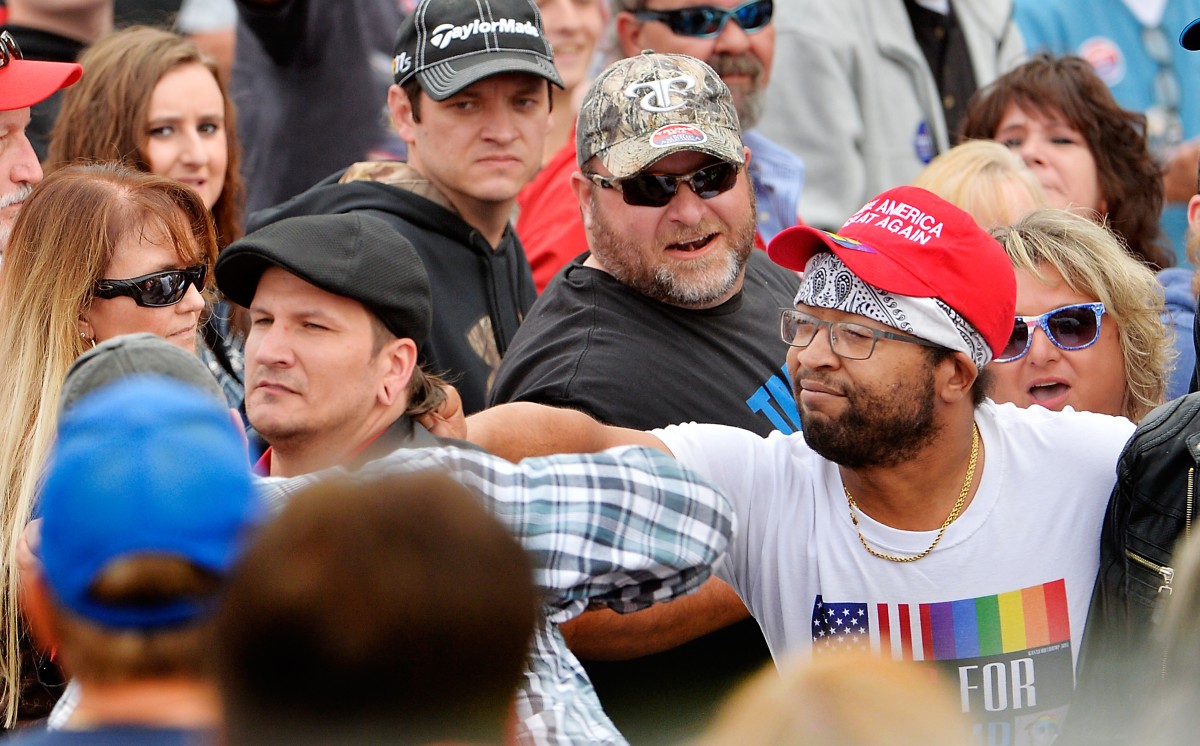 Man wearing 'Gays for Trump' T-shirt attacked a protestor at North Carolina rally