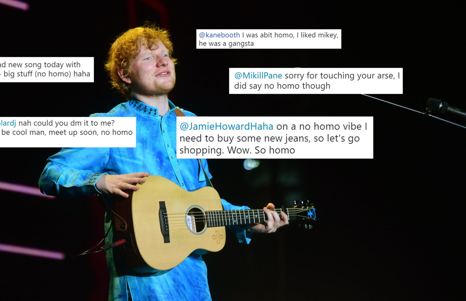 Exclusive: The 13 times Ed Sheeran tweeted that things were 'so homo' or 'no homo'