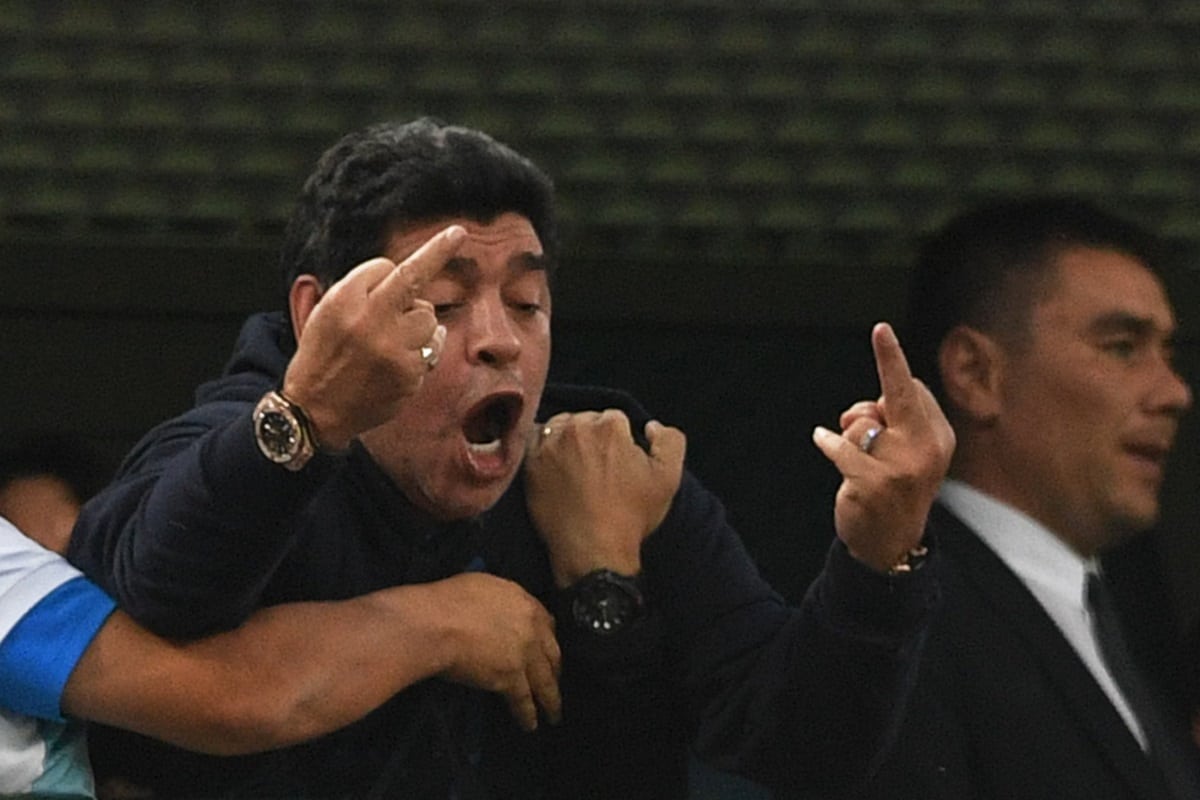 Diego Maradona just yelled an anti-gay slur in the middle of the World Cup