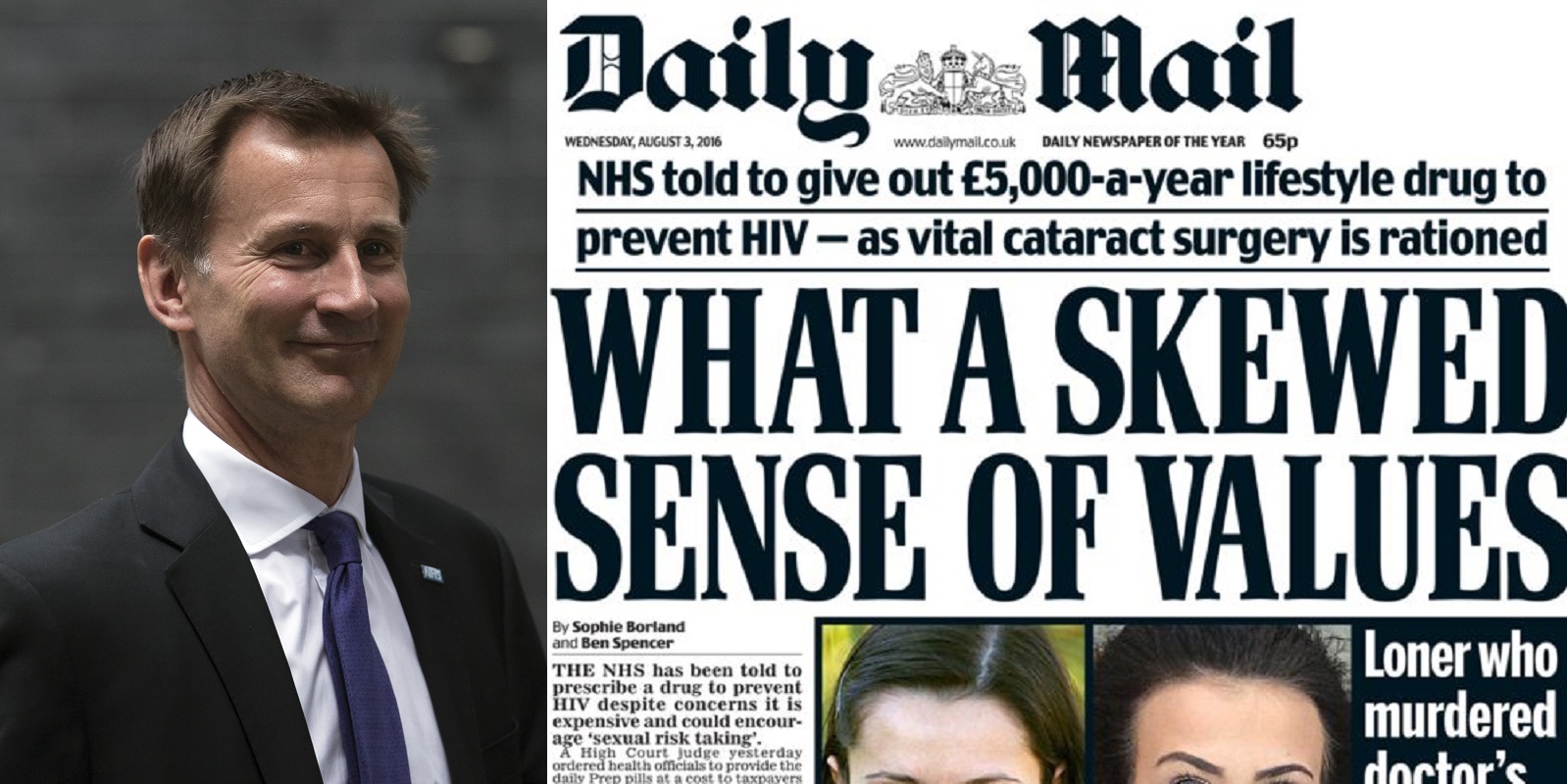 Jeremy Hunt 'scared of Daily Mail reaction' to HIV-preventing drugs