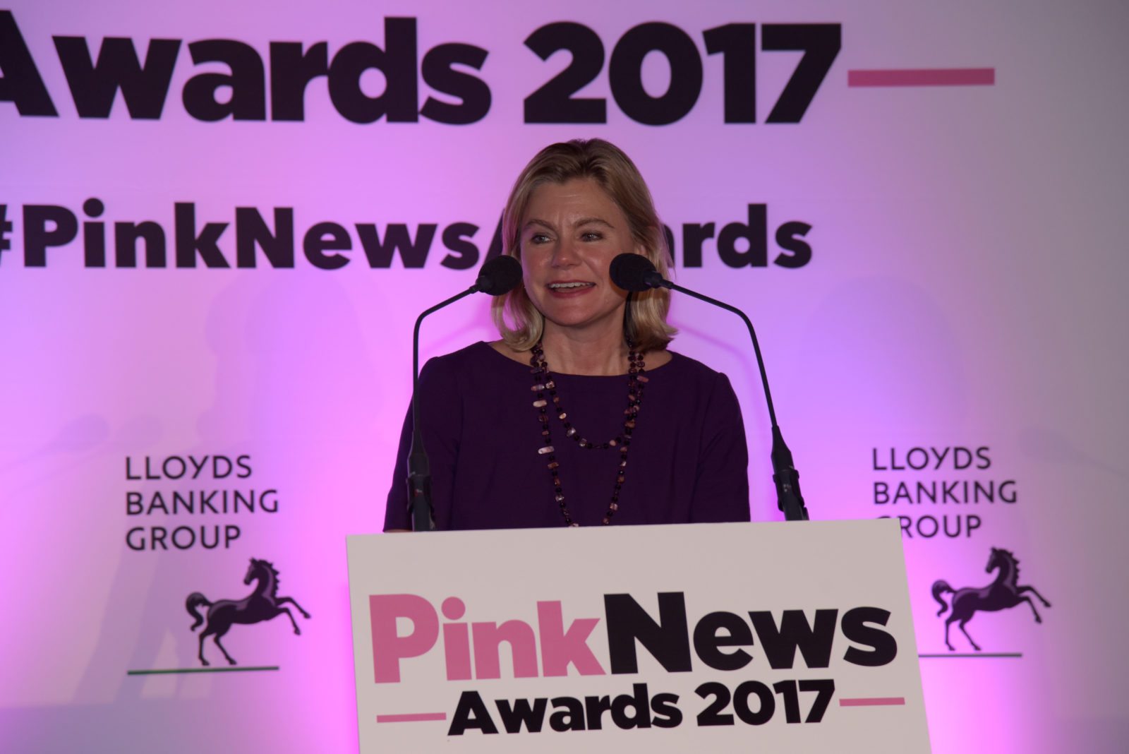 Justine Greening opens up about coming out while winning Politician of the Year at PinkNews Awards