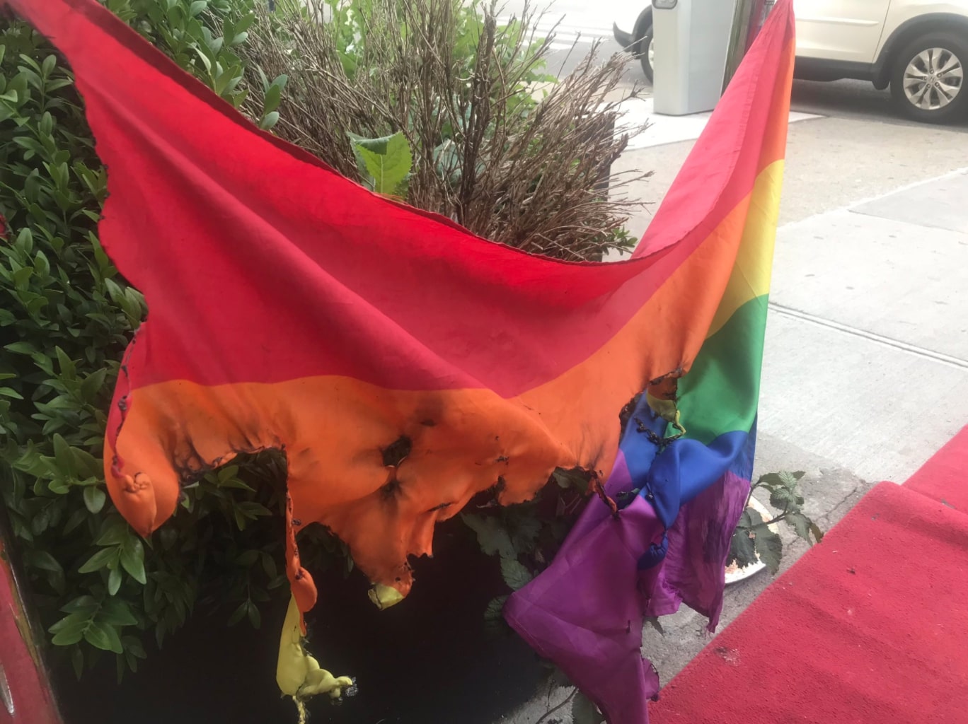 Pride flags burned outside gay bar in New York