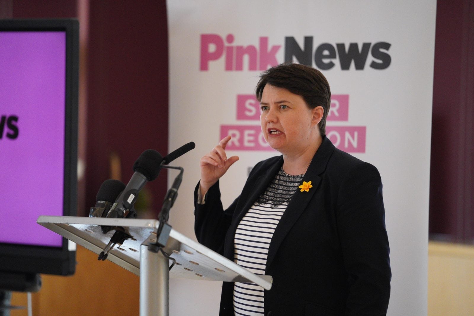 Ruth Davidson says she's a proud 'political party leader and pregnant lesbian' at PinkNews summer reception in Edinburgh