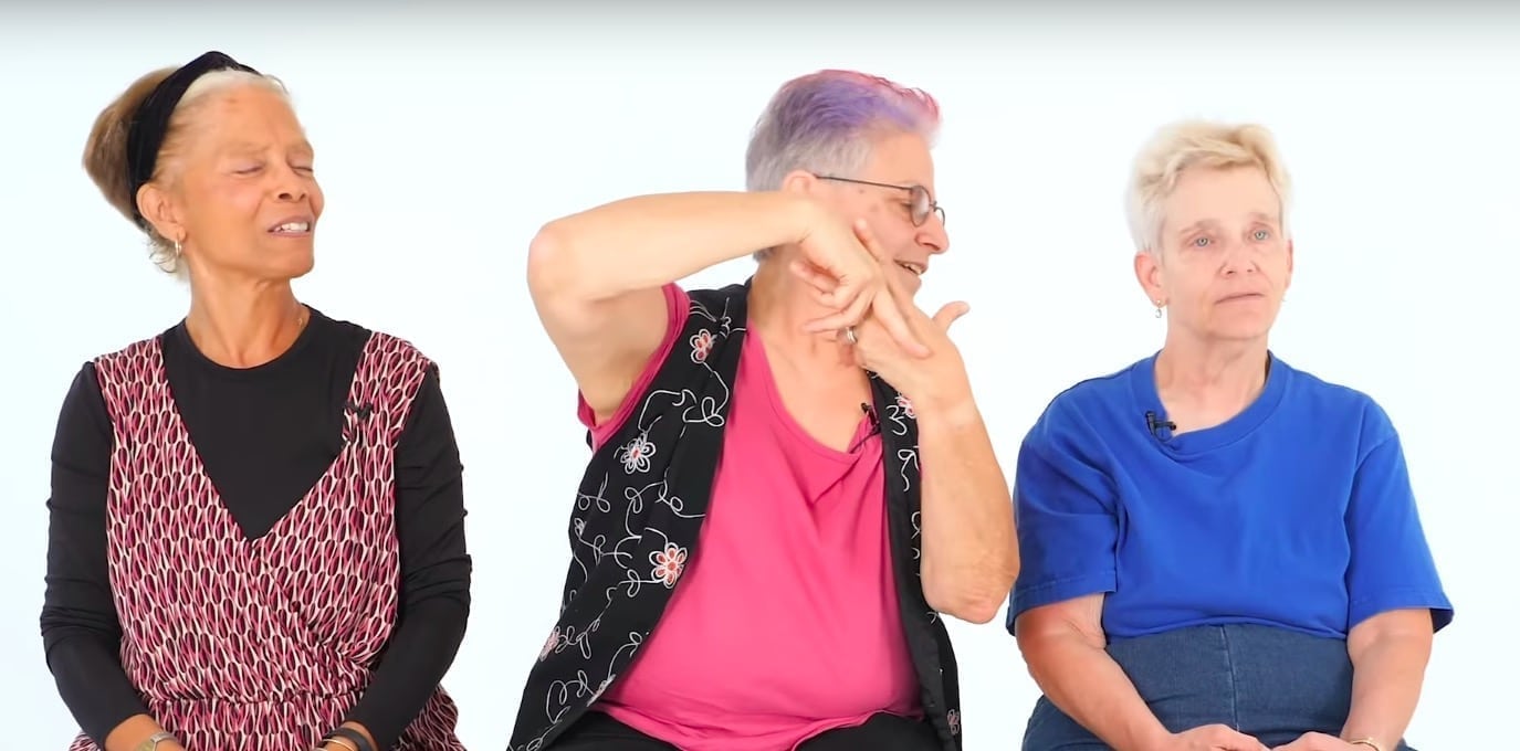 Watch old lesbians trying out new queer girl slang