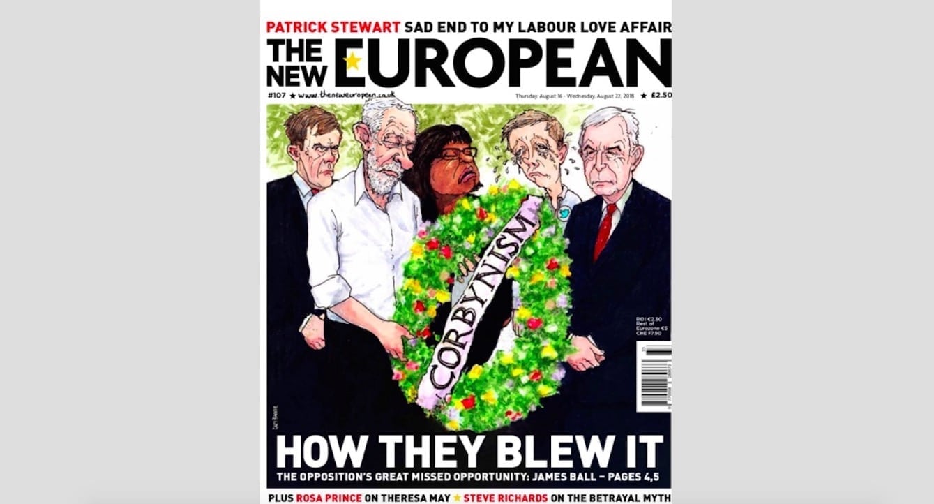 Owen Jones depicted as 'hysterical gay man' on New European front page