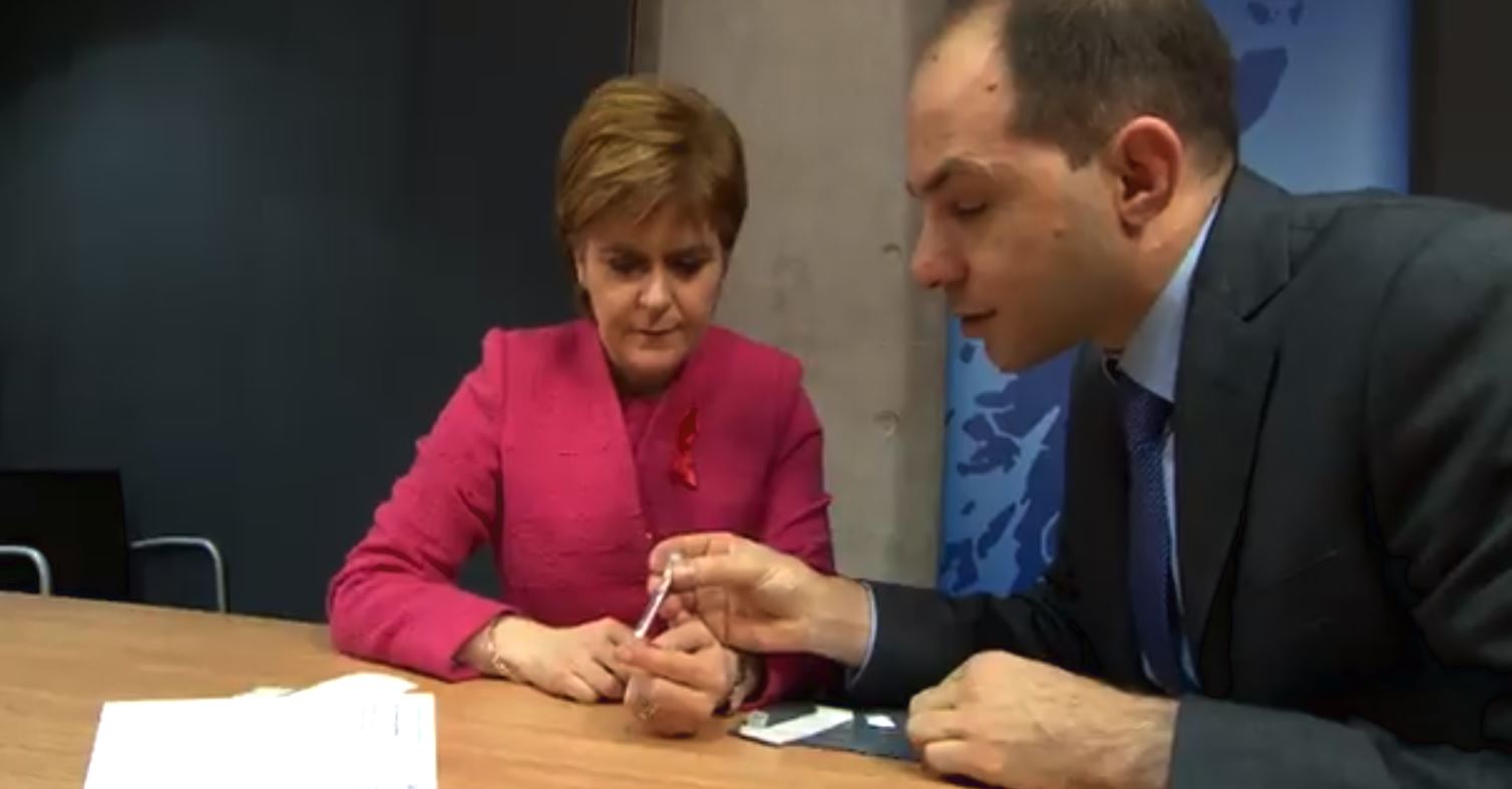 Scotland's First Minister Nicola Sturgeon takes an HIV test to help tackle stigma