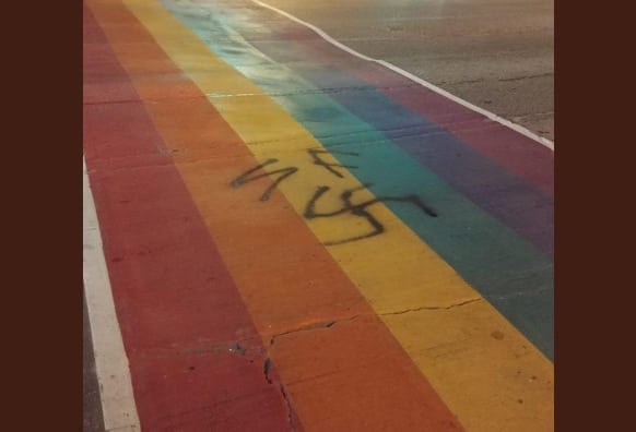 Swastika painted on rainbow walkway in Toronto’s Gay Village