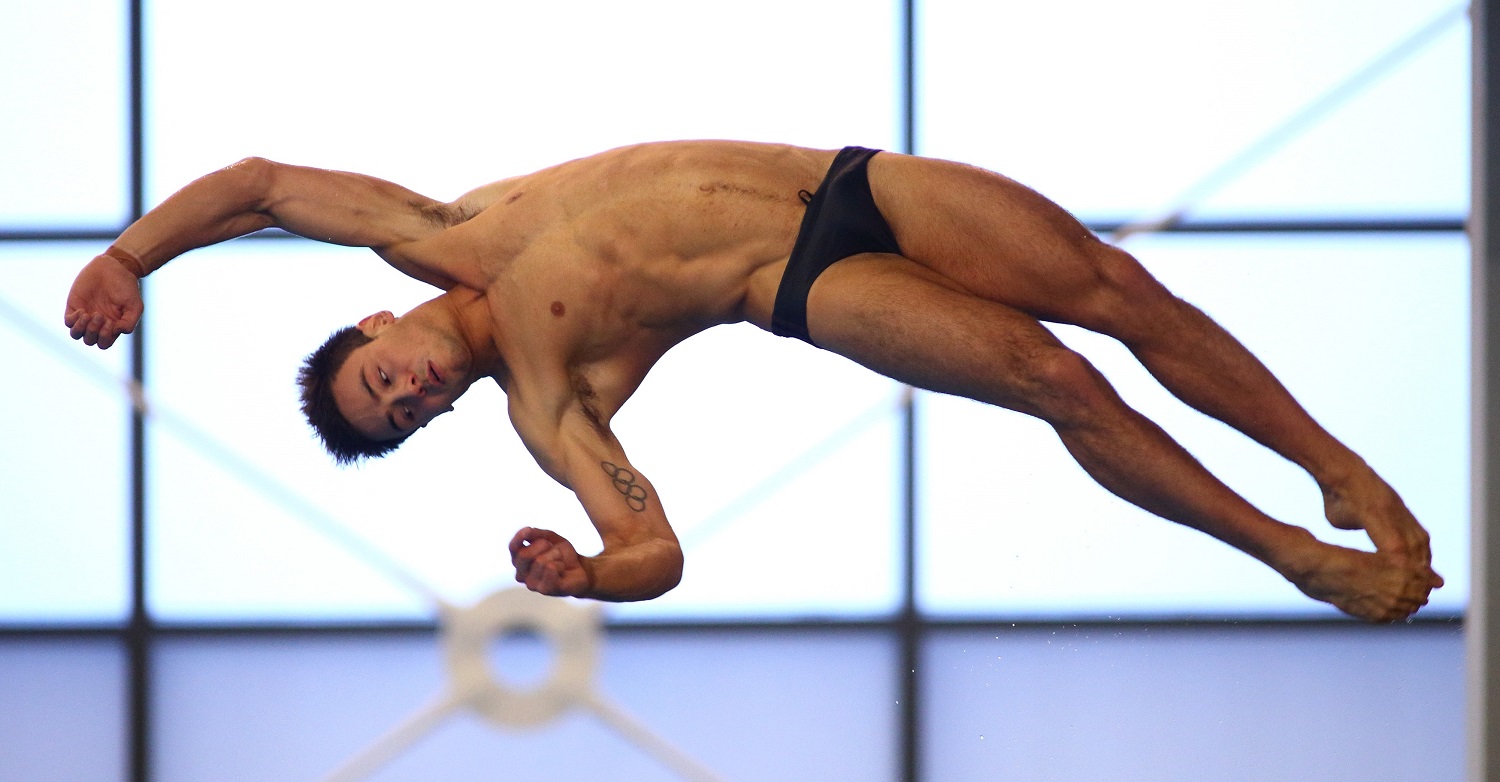 Naked Tom Daley portrait drawn by David Hockney
