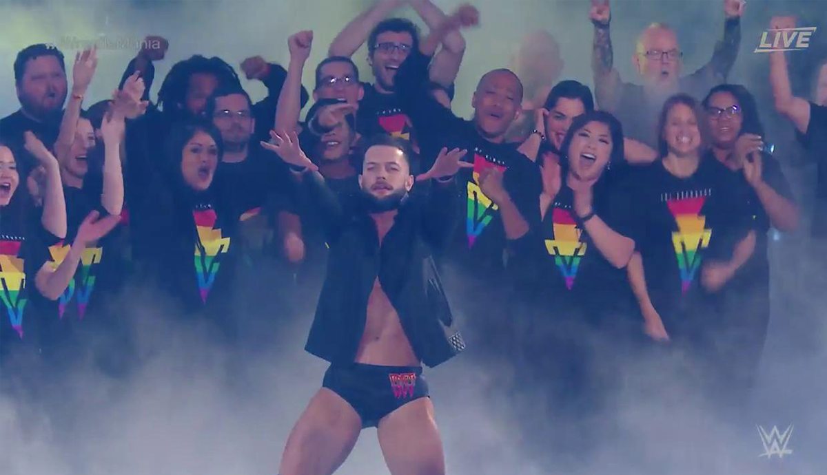 WWE's WrestleMania had an inclusive twist as wrestler Finn Balor enters with LGBT fans