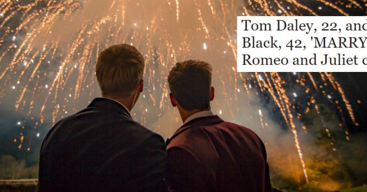 Tom Daley and Dustin Lance Black receive 'homophobic' wedding Tweet from the Daily Express