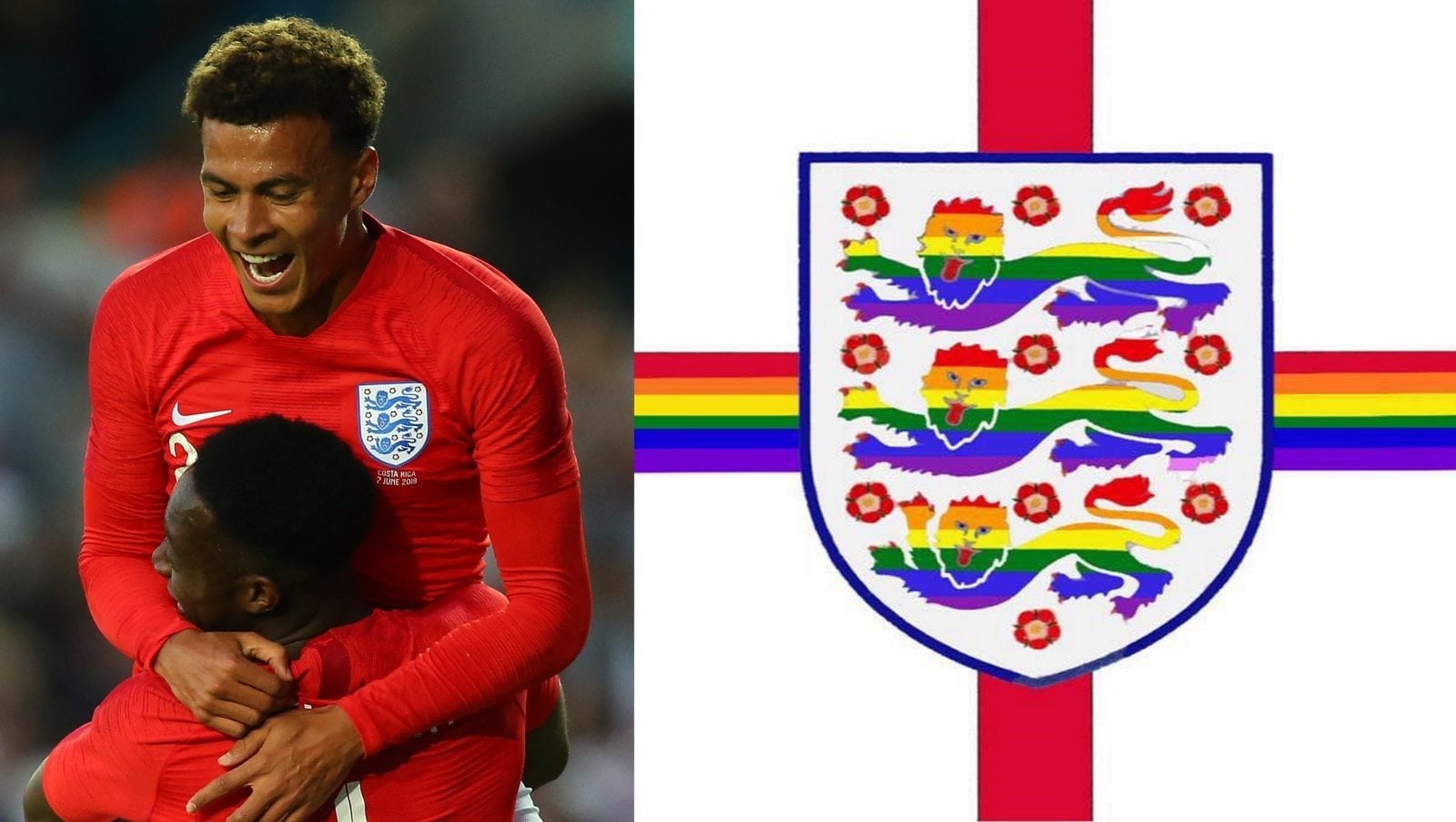 England fans unveil LGBT flag during World Cup match