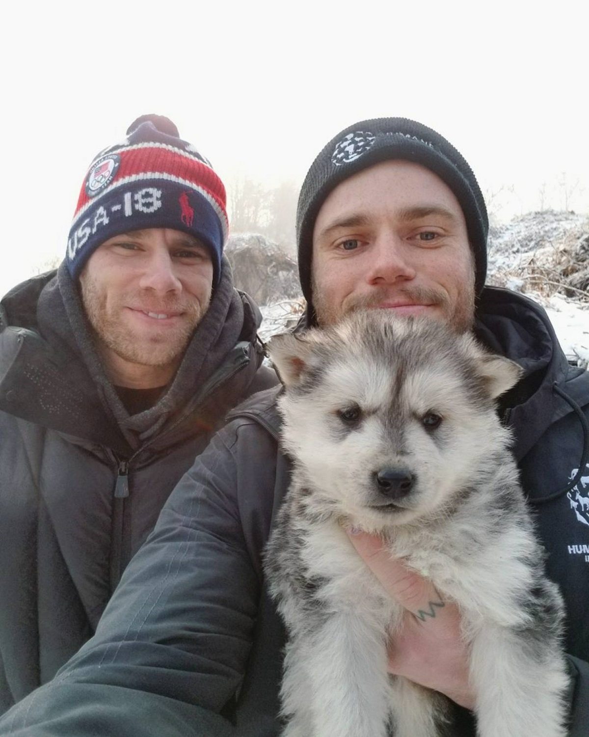 Gus Kenworthy and his boyfriend have rescued this puppy from a South Korean dog meat farm