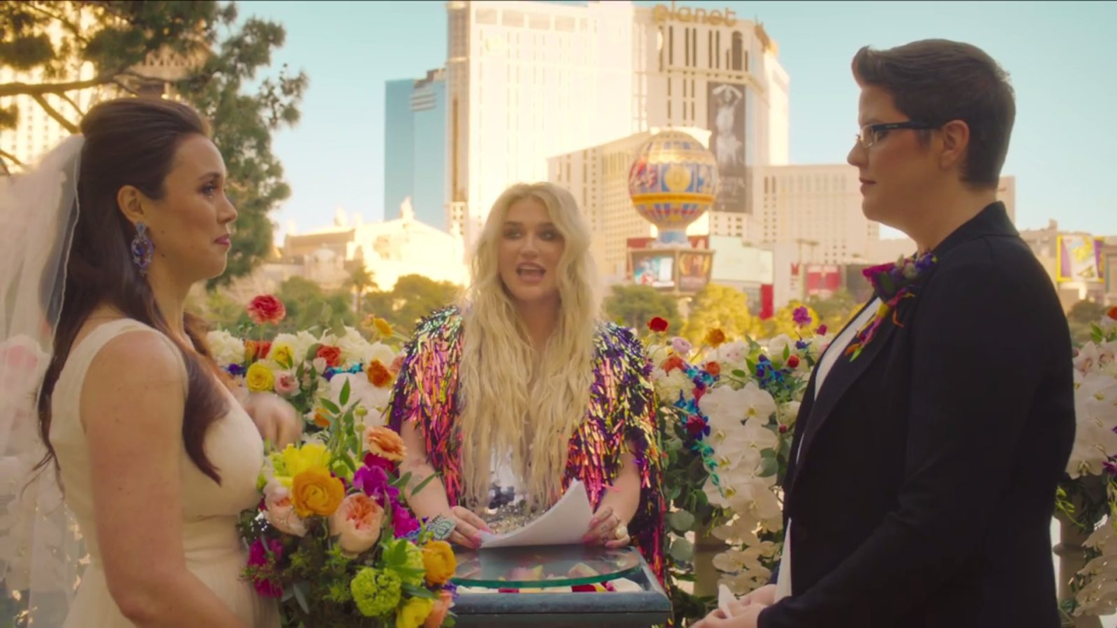 Kesha officiates a real-life lesbian wedding in her new music video