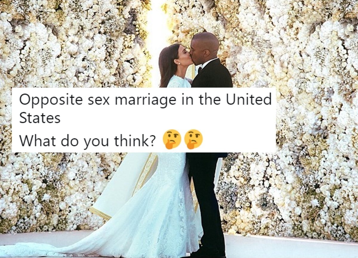 Hilarious viral tweet asks for opinions on 'opposite sex marriage'
