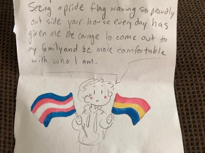 Touching note sent to lesbian couple shows power of rainbow flags