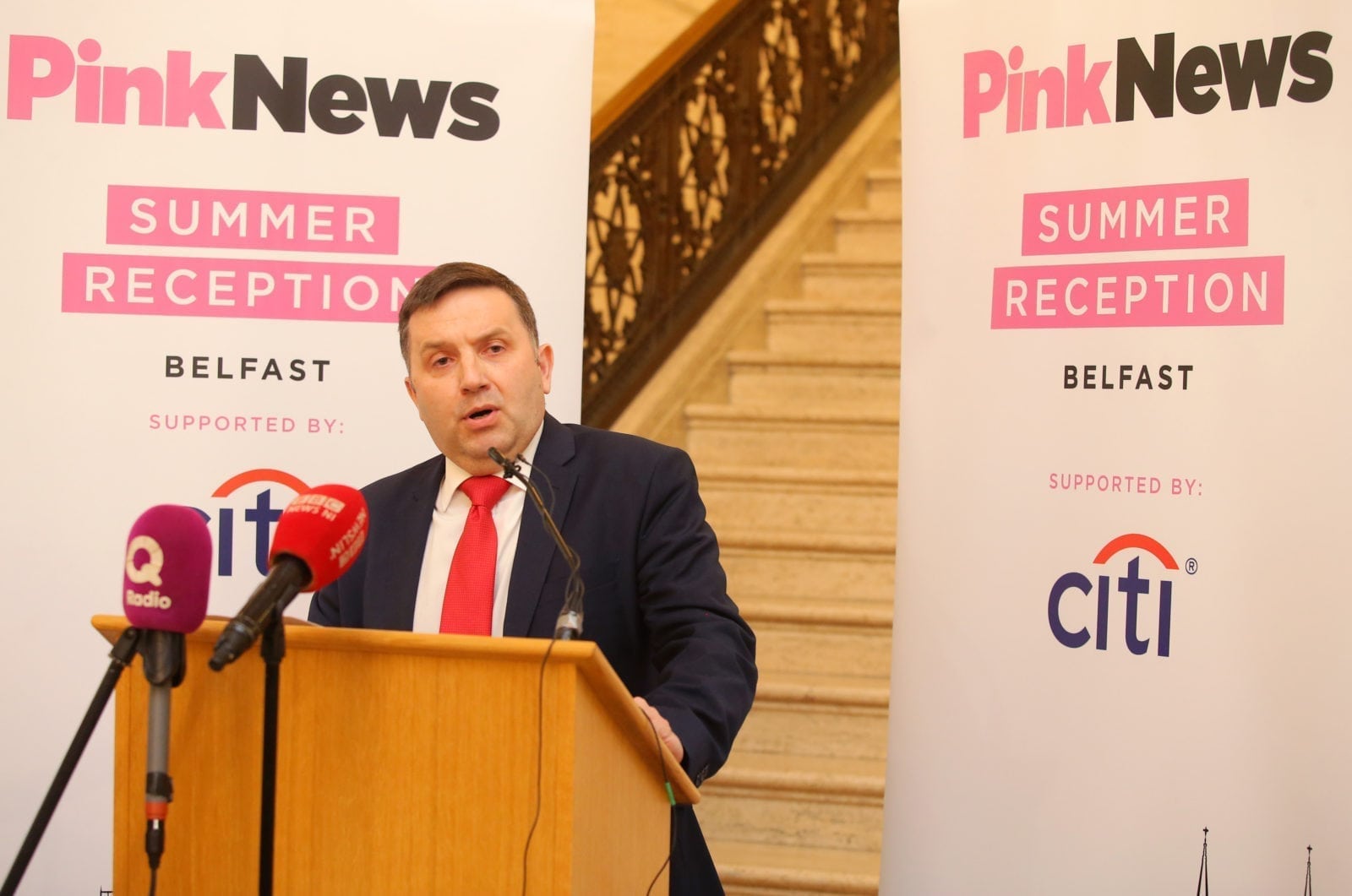 Robin Swann says Ulster Unionist Party 'won't stand for intolerance' at PinkNews summer reception in Belfast