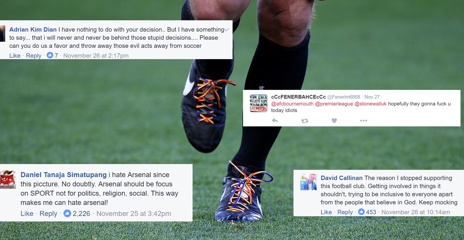 These awful responses to rainbow laces show homophobia in football is still a problem