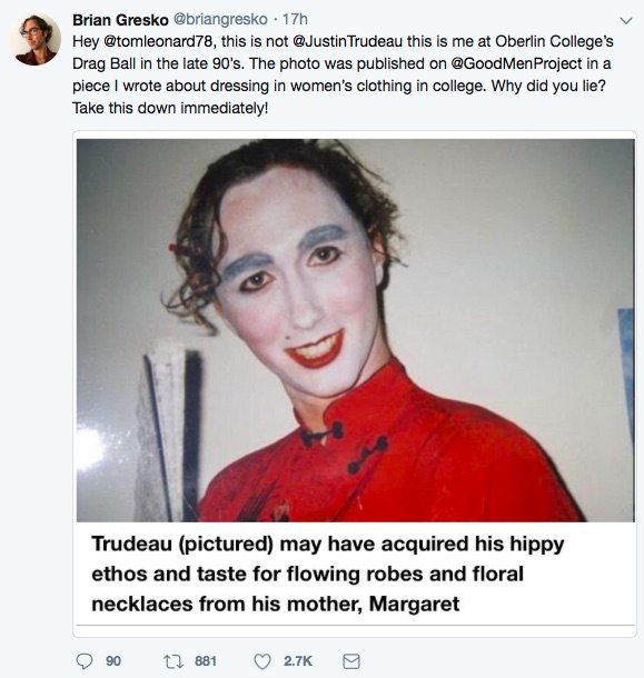 Man outraged after Daily Mail used photo of him in drag and labelled it as Justin Trudeau