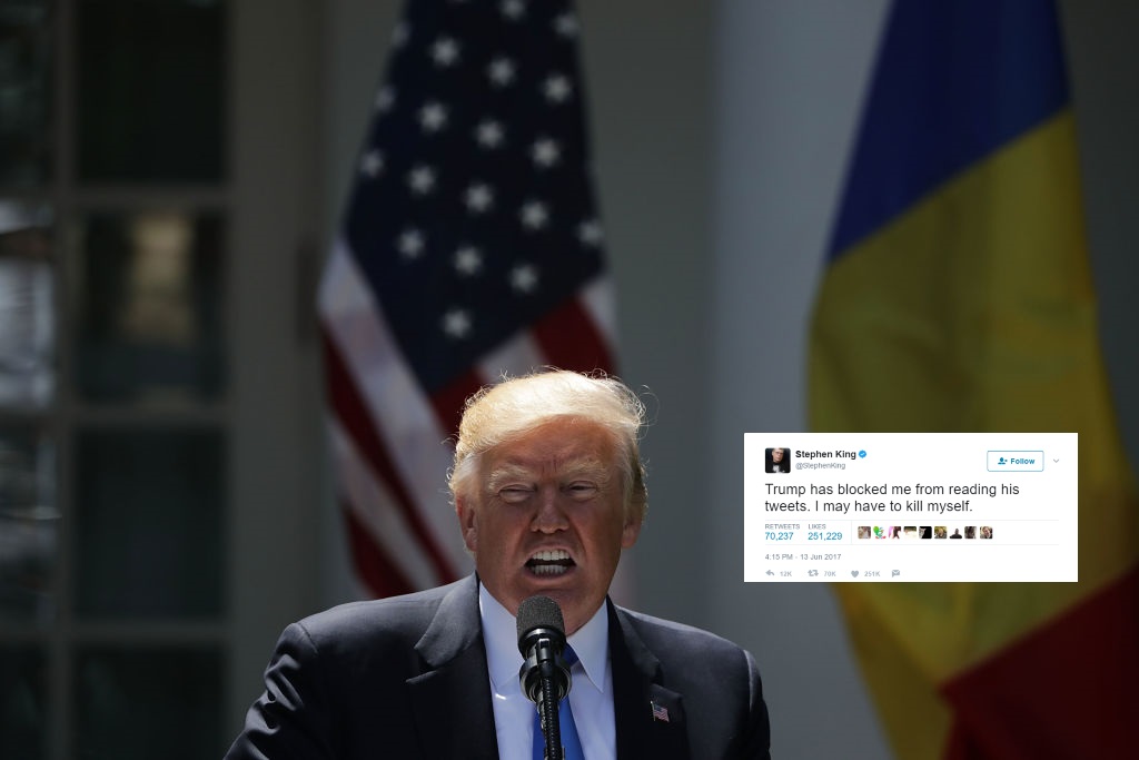 Trump has time to block Stephen King and an LGBT-friendly veterans group, but not to mark Pride Month