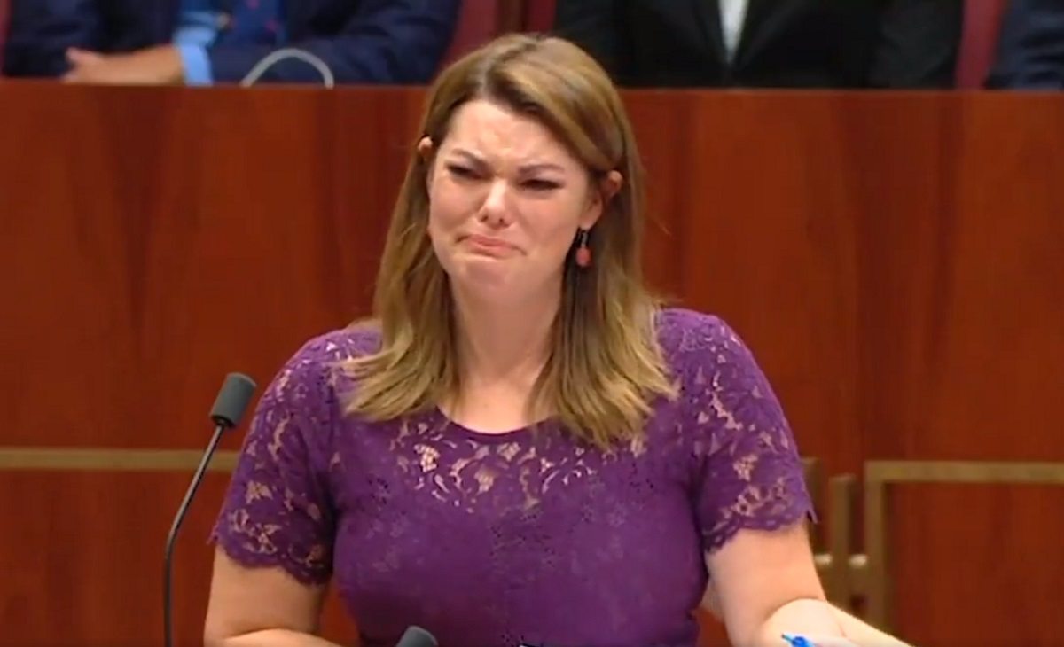Australian senator Sarah Hanson-Young tears up during emotional speech for same-sex marriage