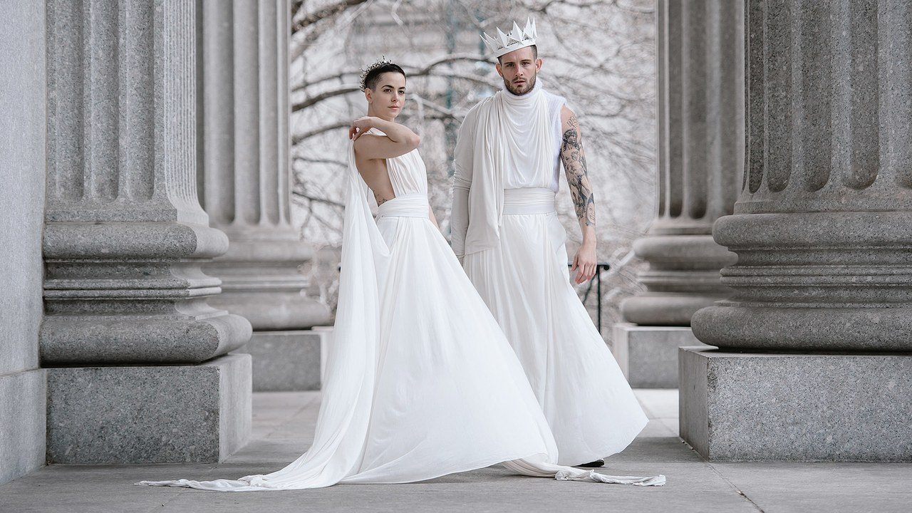 Polyamorous couple Nico Tortorella and Bethany Meyers marry in gorgeous, genderbending ceremony