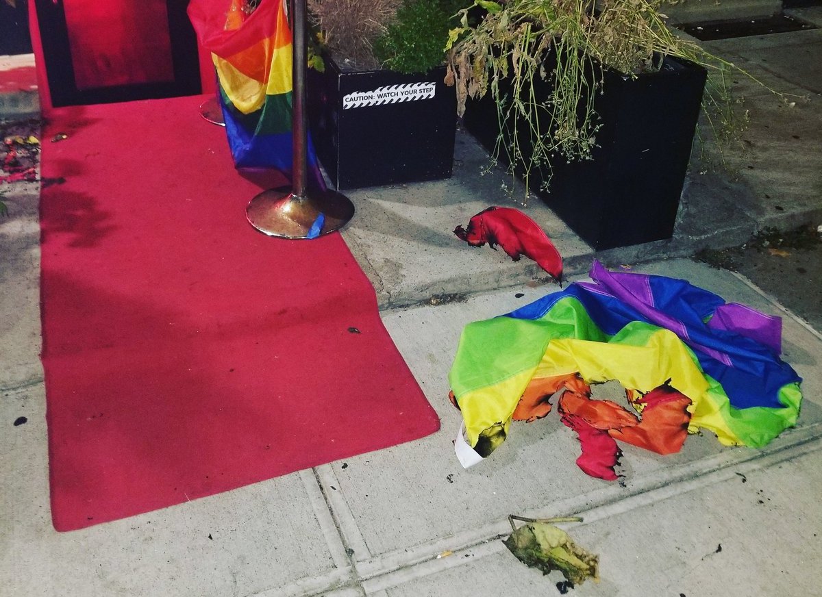 Rainbow flag burned outside gay bar in New York – again