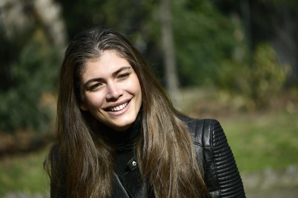 Brazilian transgender model Valentina Sampaio poses during an interview in Milan on February 18, 2017. 