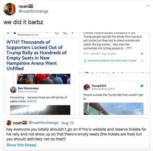 Twitter prank on Trump rally