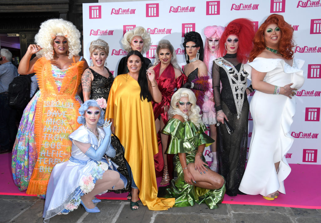 (L-R) Vinegar Strokes, Baga Chipz, The Vivienne, Cheryl Hole, Gothy Kendoll, Scaredy Kat, Divina De Campo, Sum Ting Wong, Blu Hydrangea, Scarlett Moffatt and Crystal at the RuPaul