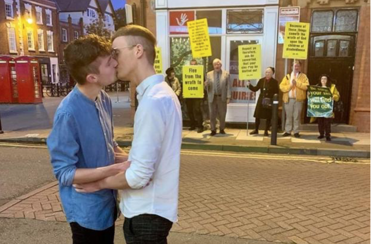 Gay couple had the absolute best response to religious protesters who targeted Rocky Horror Show