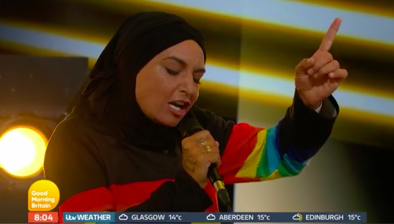 Sinéad O'Connor wears rainbow top with traditional hijab on Good Morning Britain