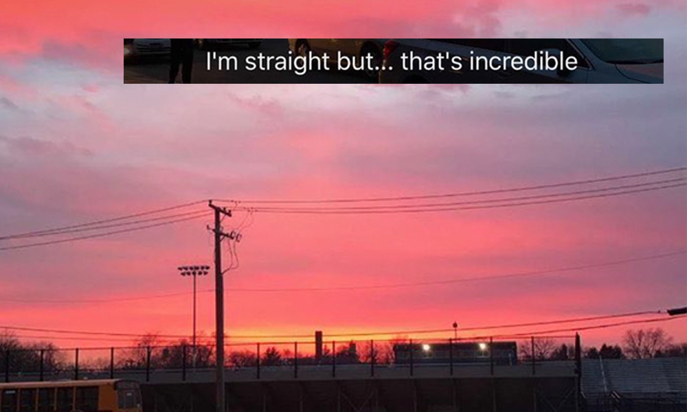 A straight guy named Kevin had to clarify his sexuality in order to enjoy a sunset. Yes, really
