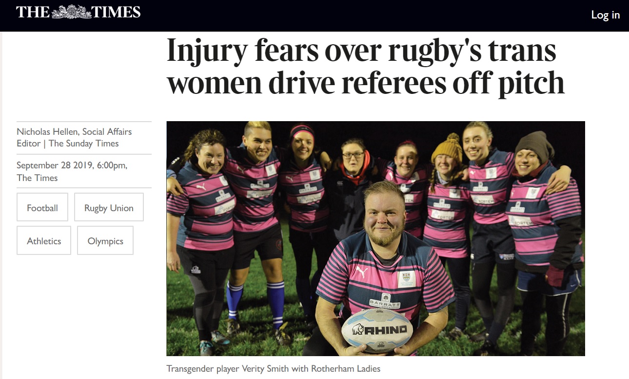 Trans man accuses The Sunday Times of 'witch hunt' after using his photo for story about trans women playing rugby