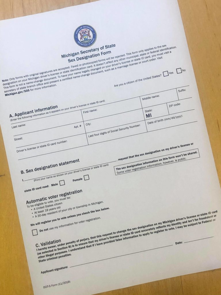 The Michigan form takes less than 5 minutes to fill out, so you will probably spend longer in the queue at the DVLA