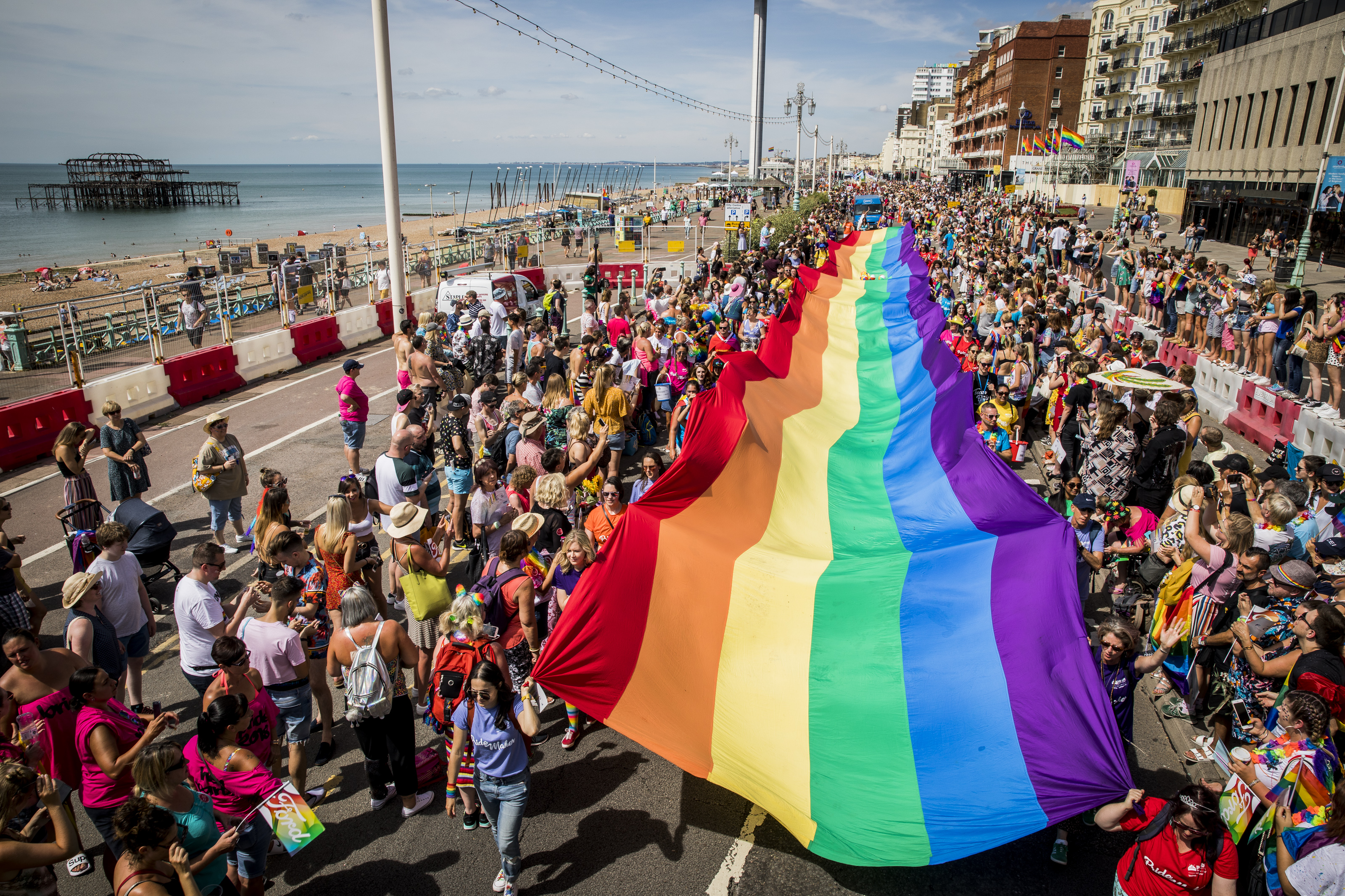 Man charged with hate crime after stealing a rainbow flag and setting it on fire during Brighton's Pride weekend