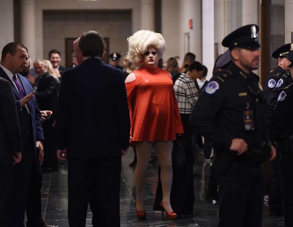 Nothing to see here, just a drag queen sitting in on the very first day of Trump's impeachment hearing