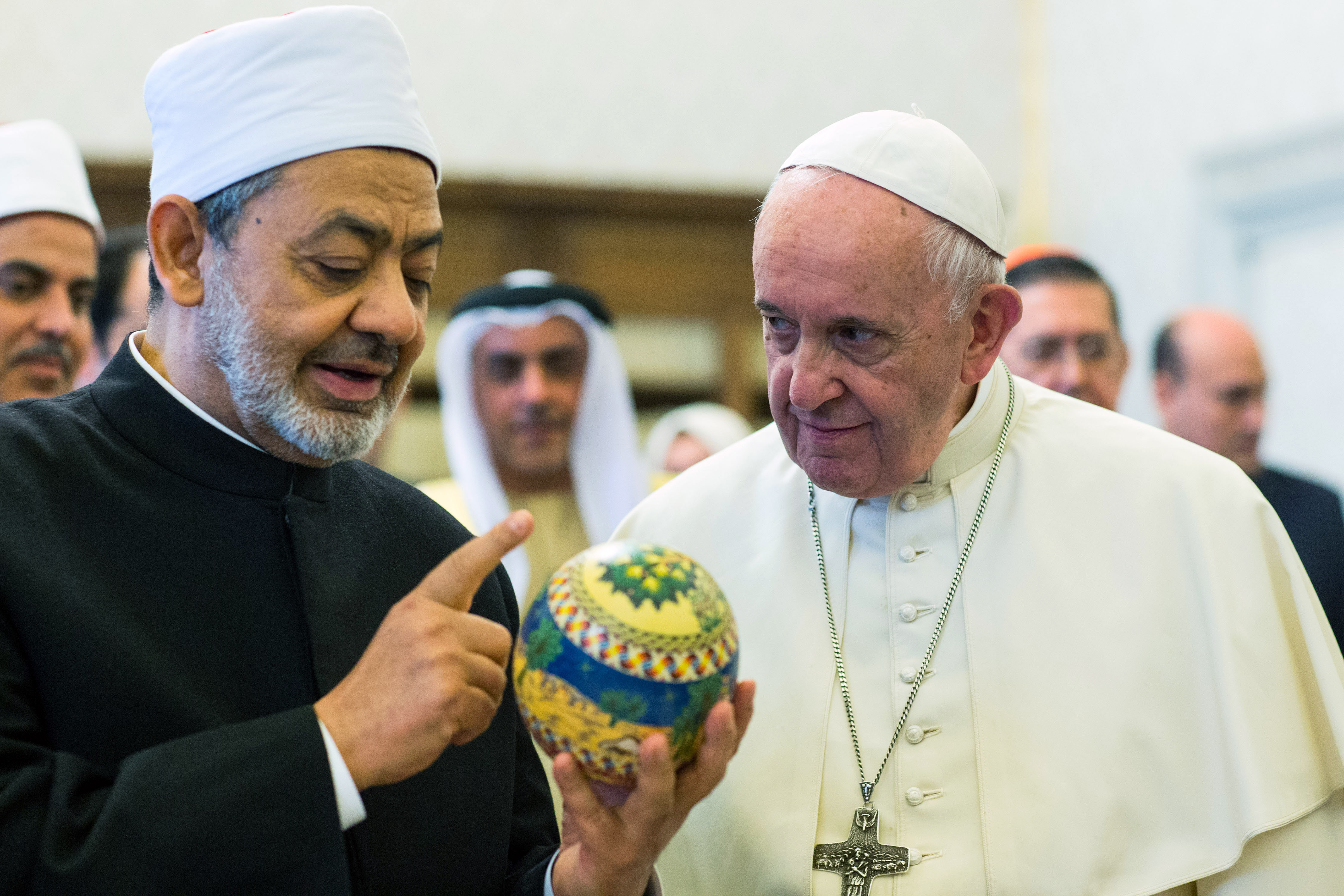 Pope Francis embraces Muslim leader who thinks being gay is a 'disease' hours after condemning persecution of homosexuality