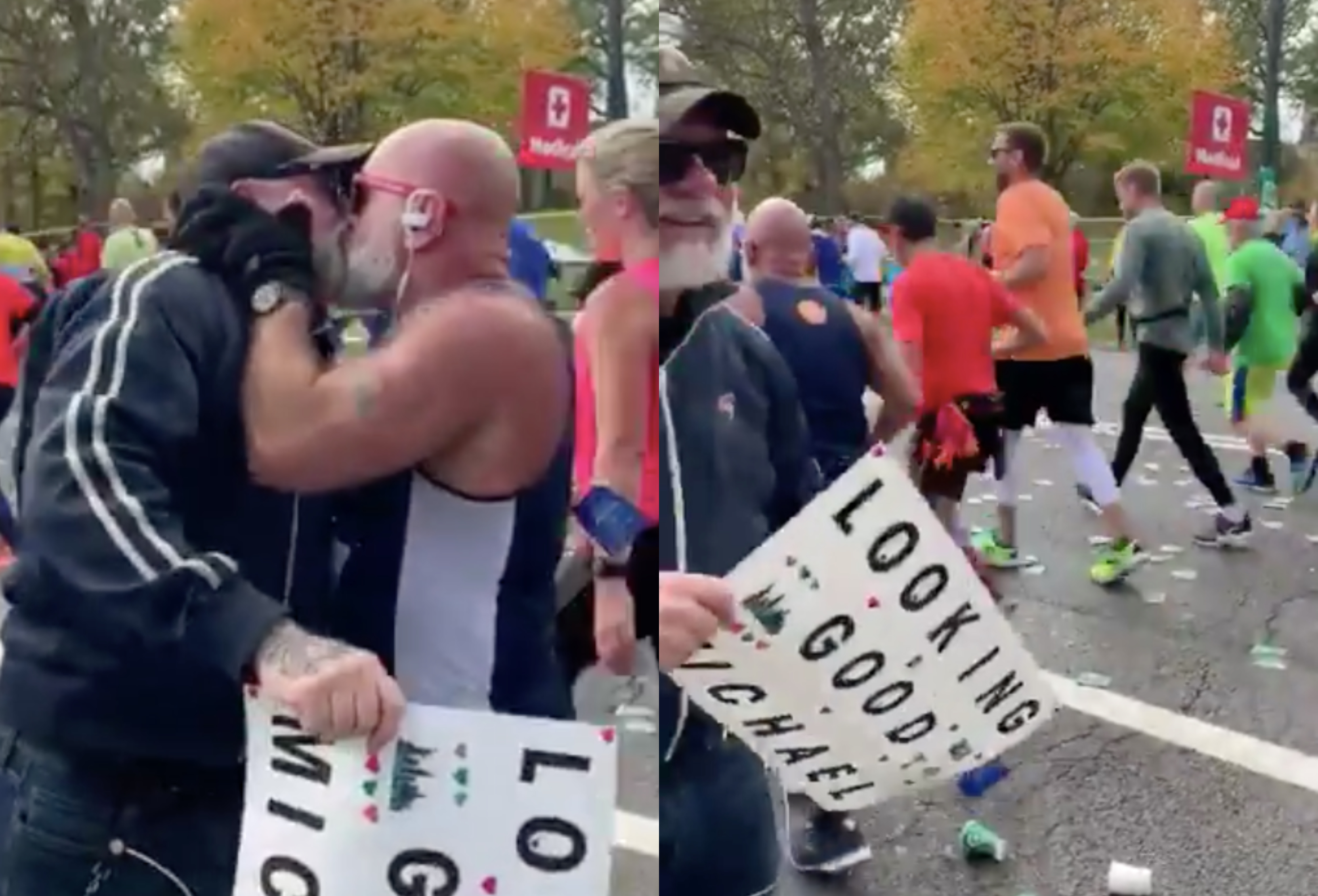 These two men who kiss during a gruelling marathon are absolute couple goals